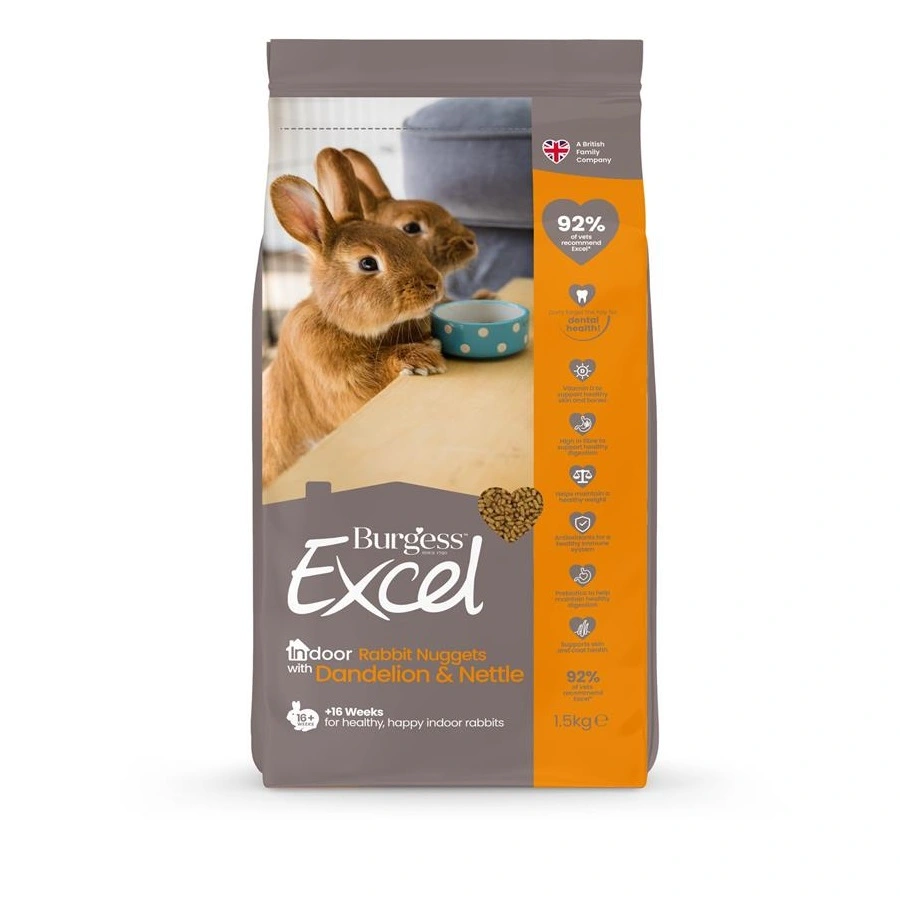 Burgess Excel Kanin Indoor Mælkebøtte & Brændenælde 1,5 kg - indendørsfoder